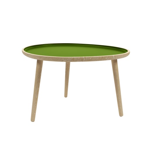 Meubles Tables basses | Table basse en bois et peinture céramique vert kaki - ET67091