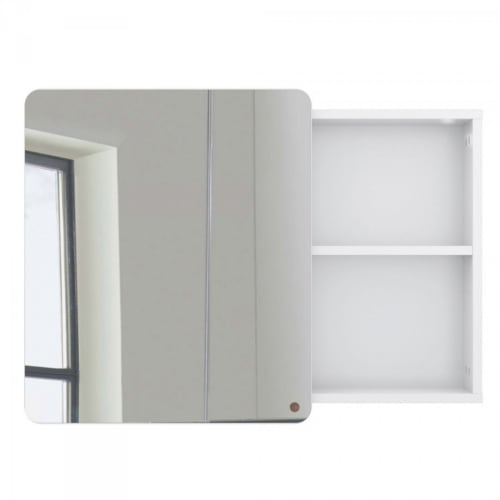 Déco Miroirs | Miroir placard salle de bain 58x80cm en bois blanc - XP91138