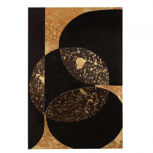 Déco Toiles et tableaux | Tableau contemporain 60x90cm en cuir noir et doré - UY60540