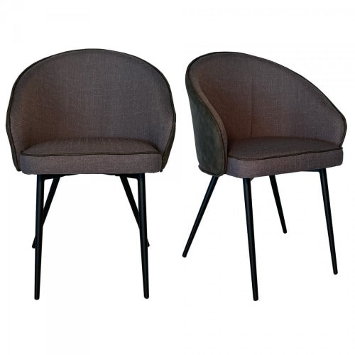 Meubles Chaises | Lot de 2 chaises design en tissu et simili cuir gris - XB66667