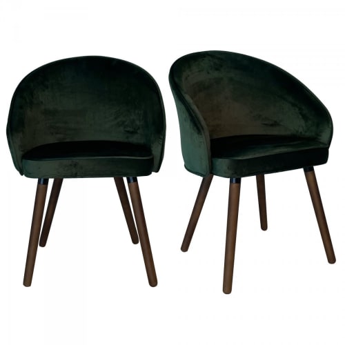 Meubles Chaises | Lot de 2 chaises modernes en velours vert - UM35869