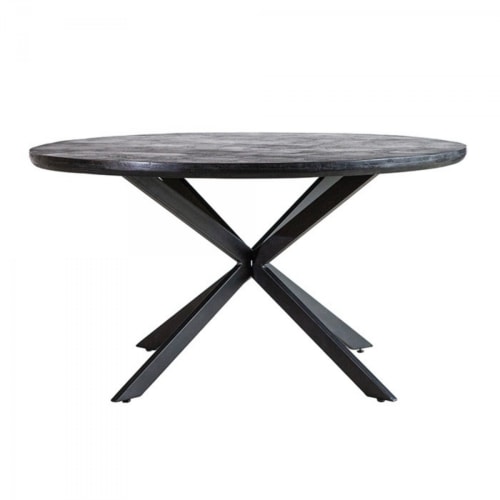 Meubles Tables à manger | Table à manger ronde 140cm en bois et métal noir - UC89733