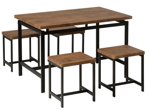 Meubles Tables à manger | Ensemble table de salle à manger et 4 tabourets - LK37779