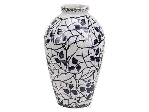 Vase à fleurs blanc et bleu marine 20 cm | Maisons du Monde