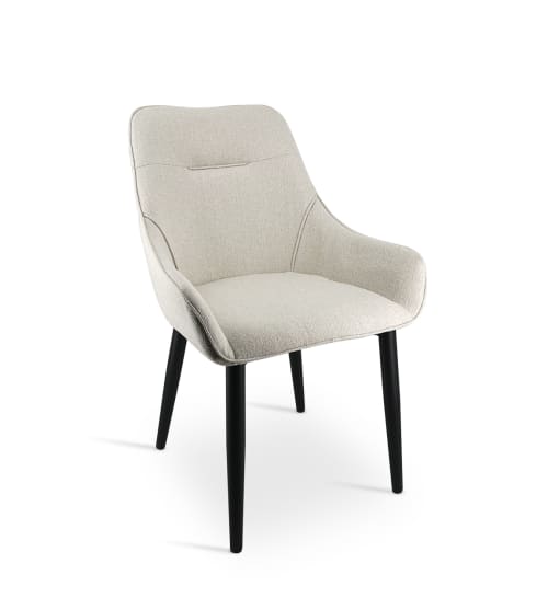 Canapés et fauteuils Fauteuils | Fauteuil en métal noir et polyester blanc cassé - CP93748