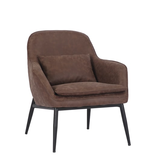 Canapés et fauteuils Fauteuils | Fauteuil en métal noir et similicuir marron - UX17919