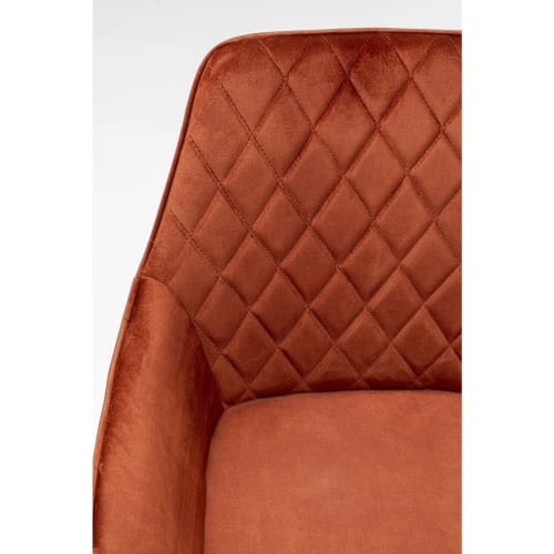 Canapés et fauteuils Fauteuils | Chaise avec accoudoirs en velours orange et acier - OA66051