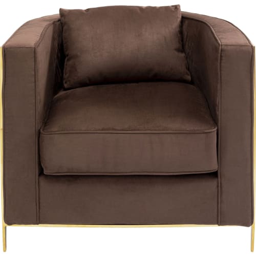 Canapés et fauteuils Fauteuils | Fauteuil en velours marron et acier doré zèbre - UT01476