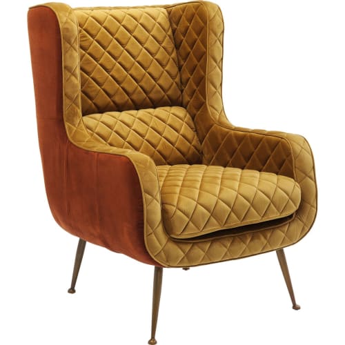 Canapés et fauteuils Fauteuils | Fauteuil en velours ocre, cuivre et acier doré - QB18241