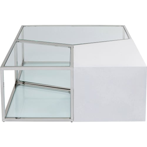 Meubles Tables basses | Table basse blanche, acier inoxydable et verre - XC40383