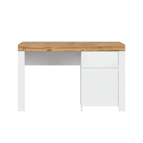 Meubles Bureaux et meubles secrétaires | Bureau 1 porte 1 tiroir blanc et naturel - MR12205
