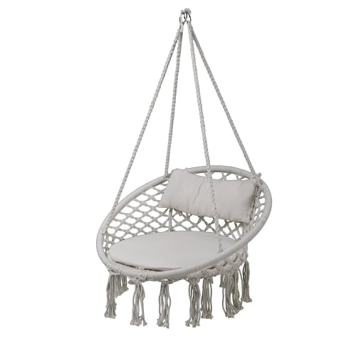 Jardin Fauteuils suspendus | Fauteuil suspendu à cordes avec coussins Polycoton Crème 80 x 129 cm - DH73583
