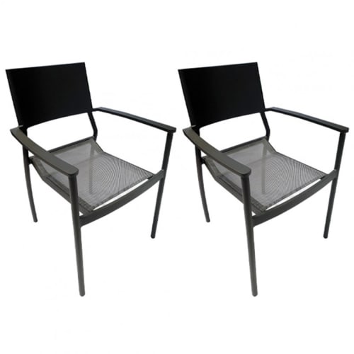 Jardin Chaises de jardin | Lot de 2 chaises de jardin en aluminium et revêtement textilène - PC09987
