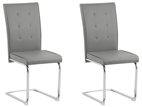 Meubles Chaises | Lot de 2 chaises de salle à manger en simili-cuir gris - BF49301