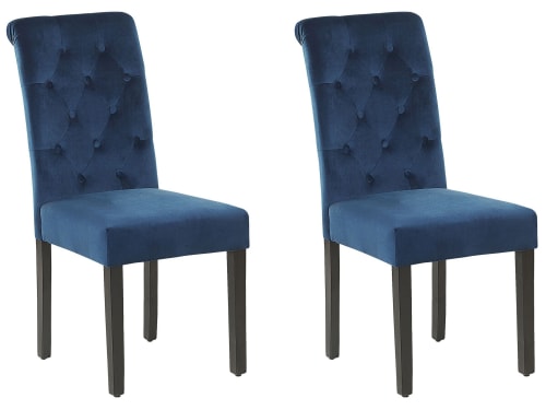 Meubles Chaises | Lot de 2 chaises en velours bleu foncé II - IQ24617