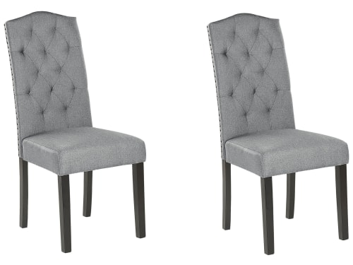 Meubles Chaises | Lot de 2 chaises en tissu capitonné gris - TL75216