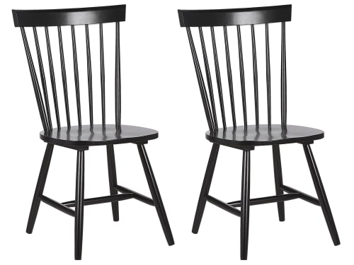 Meubles Chaises | Lot de 2 chaises de salle à manger en bois noir - TN34739