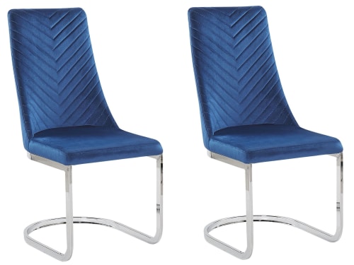 Meubles Chaises | Lot de 2 chaises de salle à manger en velours bleu marine - NZ90463