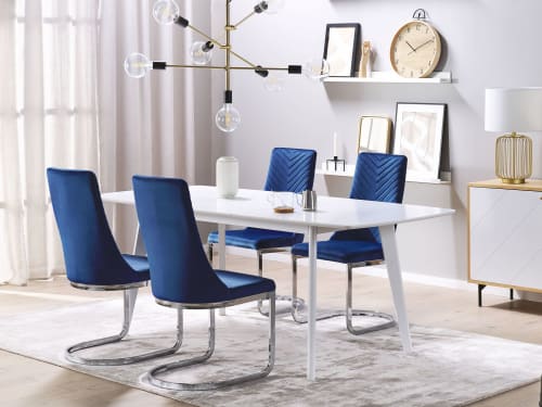 Meubles Chaises | Lot de 2 chaises de salle à manger en velours bleu marine - NZ90463