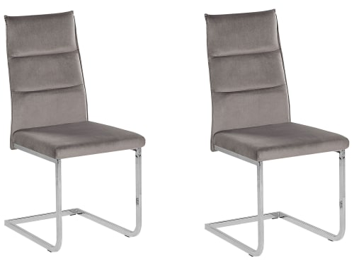 Meubles Chaises | Lot de 2 chaises de cuisine en velours gris - BY93312