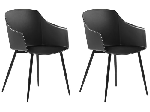 Meubles Chaises | Lot de 2 chaises de salle à manger noires - QM07010