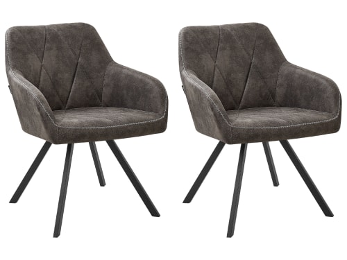 Meubles Chaises | Lot de 2 chaises en tissu gris - BE09687