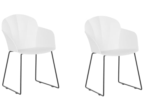 Meubles Chaises | Lot de 2 chaises de salle à manger blanches - HA34461