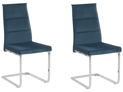 Meubles Chaises | Lot de 2 chaises de cuisine en velours blue - UC80466