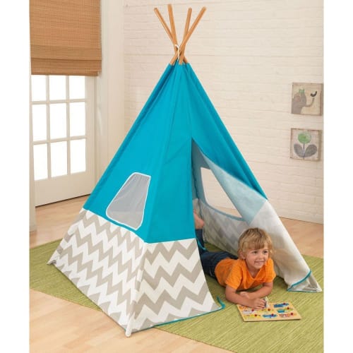 Tenda indiana per bambino écru stampato con tappeto SAFARI