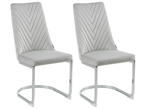 Meubles Chaises | Lot de 2 chaises de salle à manger en velours gris - OO36167