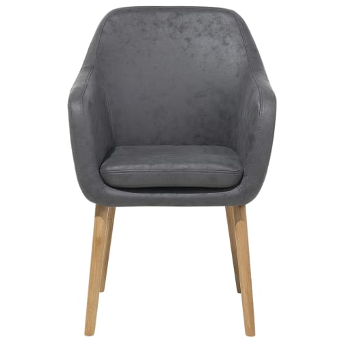 Meubles Chaises | Chaise avec accoudoirs en simili-cuir gris - QC12863