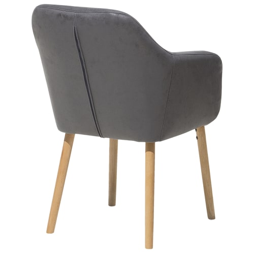 Meubles Chaises | Chaise avec accoudoirs en simili-cuir gris - QC12863