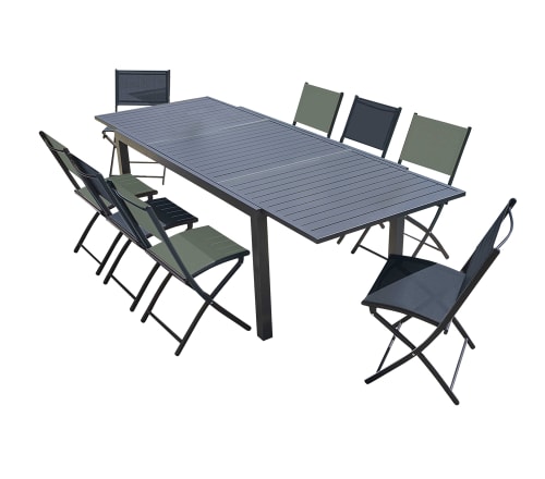 Jardin Ensemble table et chaises de jardin | Ensemble de jardin  10 places  en aluminium gris anthracite - TF38238