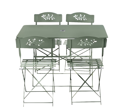 Jardin Ensemble table et chaises de jardin | Ensemble de jardin  2 places  en acier vert amande - WN94098