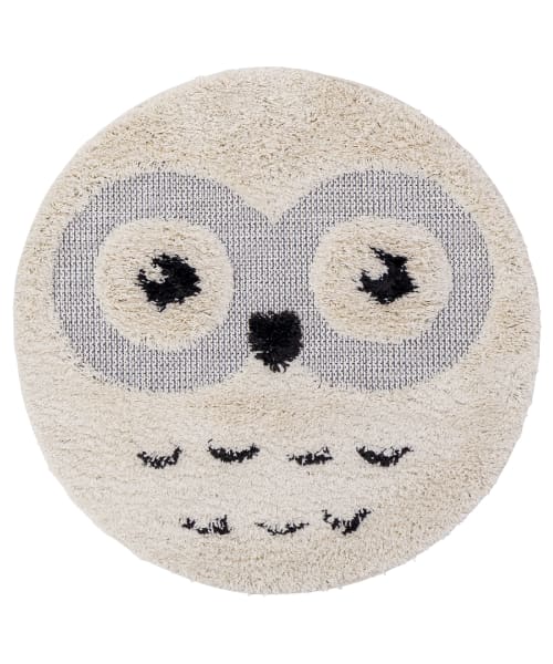 Tapis rond - enfant - beige - crème - lion - 120x120