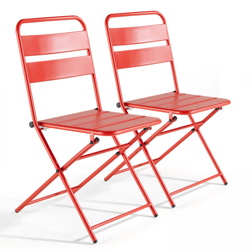 Jardin Chaises de jardin | Lot de 2 chaises pliantes en métal Rouge - WW40502