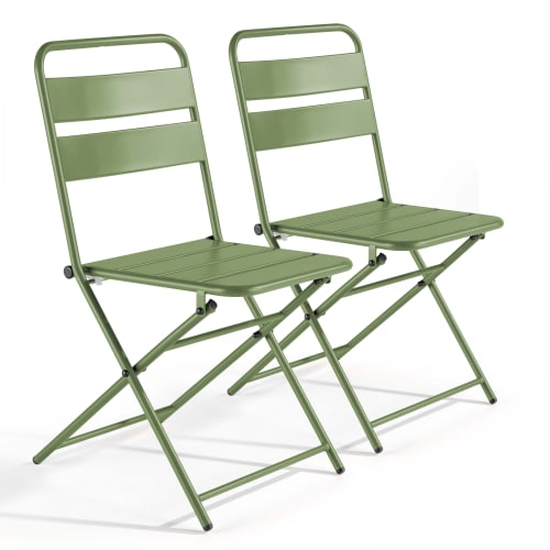 Jardin Chaises de jardin | Lot de 2 chaises pliantes en métal Vert Cactus - YW50039