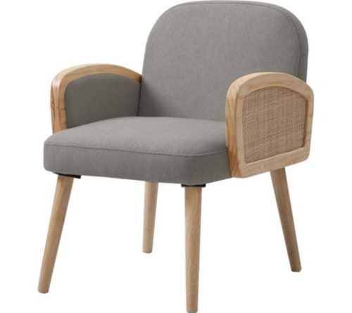 Canapés et fauteuils Fauteuils | Fauteuil assise polyester gris pieds bois - MW65231