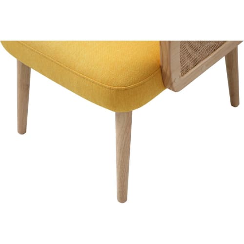 Canapés et fauteuils Fauteuils | Fauteuil assise polyester jaune pieds bois - XP77119