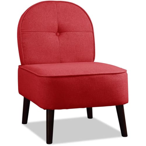 Canapés et fauteuils Fauteuils | Fauteuil assise tissu rouge pieds bois - MF74533