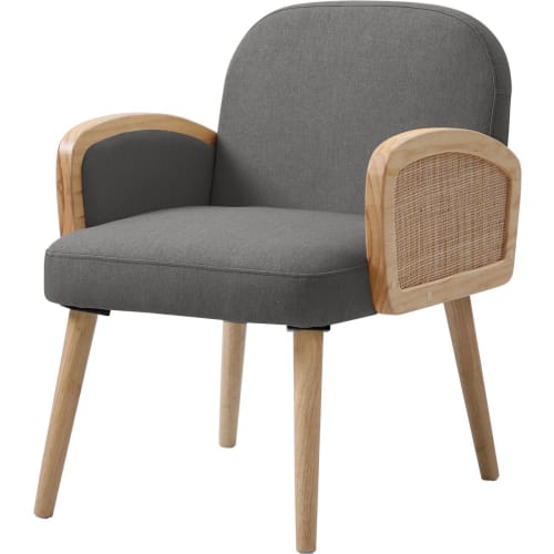 Canapés et fauteuils Fauteuils | Fauteuil assise polyester gris pieds bois - ZH55332