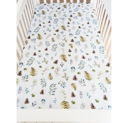 Drap housse 60 x 120 cm 100% coton pour lit bébé Medi Partner Matelas bébé lit bébé lit bébé feuilles grises 