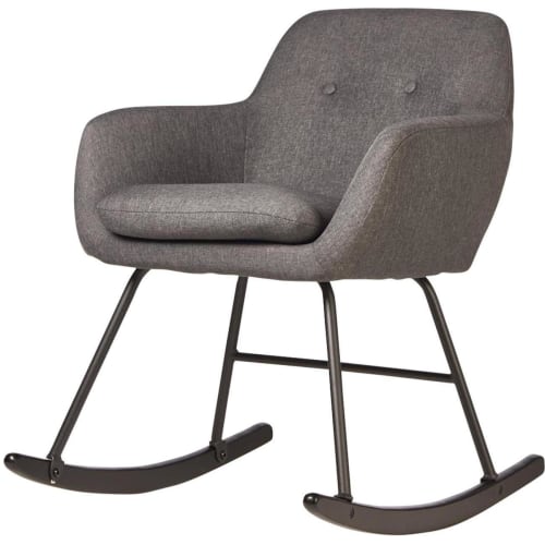 Canapés et fauteuils Fauteuils | Rocking chair assise tissu gris pieds métal noir - WX29615
