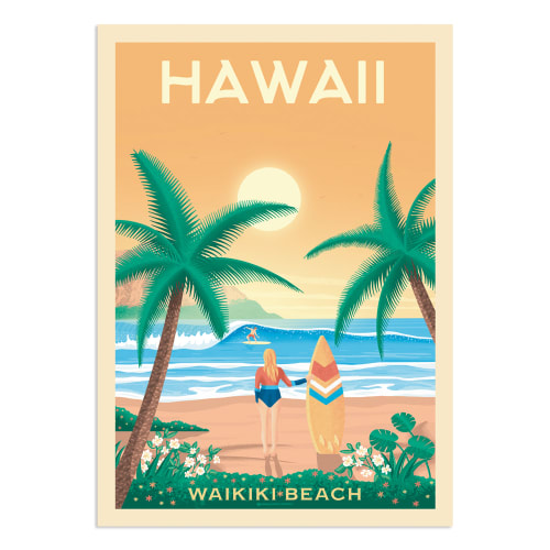 Déco Affiches et posters | Affiche Hawaii Waikiki  50x70 cm - GF67366
