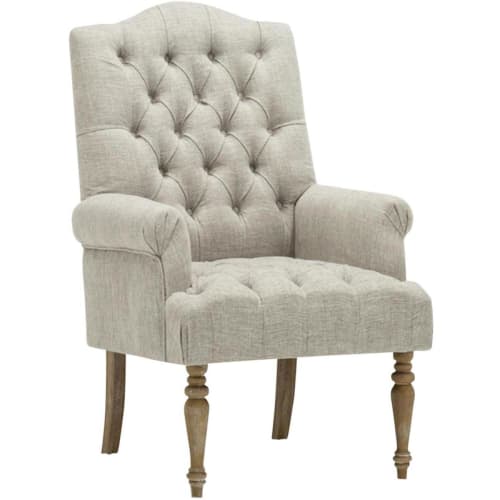Canapés et fauteuils Fauteuils | Fauteuil assise lin gris et pieds bois - GR75297