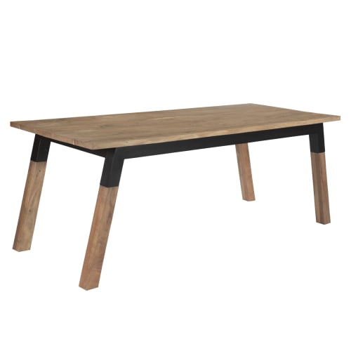Meubles Tables à manger | Table à manger 8 personnes rectangulaire en bois et métal 200 cm - QZ05342