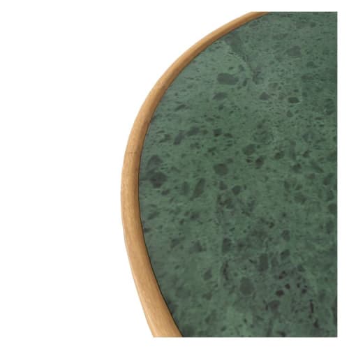 Meubles Tables basses | Table basse ronde en marbre vert Indien, bois et métal - WM55409