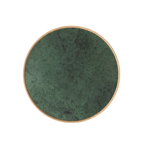 Meubles Tables basses | Table basse ronde en marbre vert Indien, bois et métal - WM55409