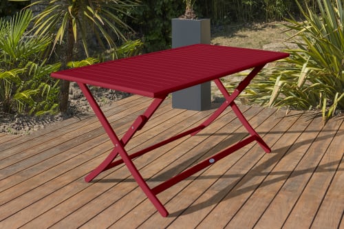 Jardin Tables de jardin | Table de jardin pliante en aluminium rouge carmin - KL58436