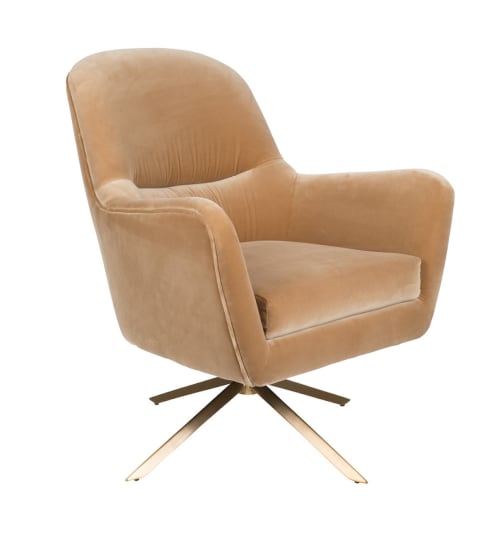 Canapés et fauteuils Fauteuils | Fauteuil rotatif en velours caramel - WW27063